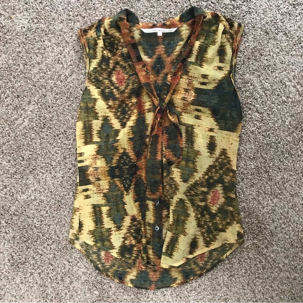 Silk Multicolored Tank with Neck Tie by Rachel Roy
